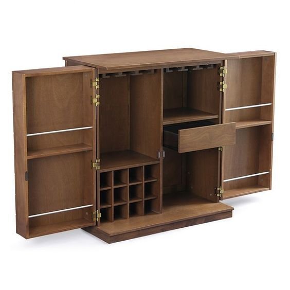 Walnut brown teak wood bar cabinet